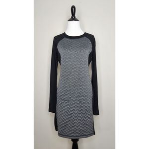 Smartwool Gray & Black Diamond Peak Quilted Merino Wool Blend Long Sleeve Dress